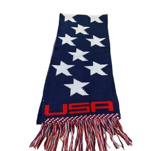 Knitmakers Patriotic Knit Scarf Unisex OS Red White Blue USA Stars Winter Warmth